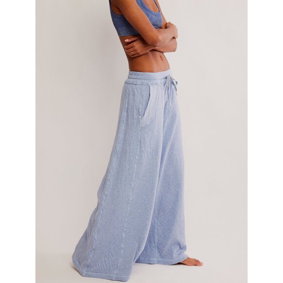 🆕 FREE PEOPLE Wait A Minute Wide Leg Lounge Pant / Soft Chambray - Picture 3 of 9